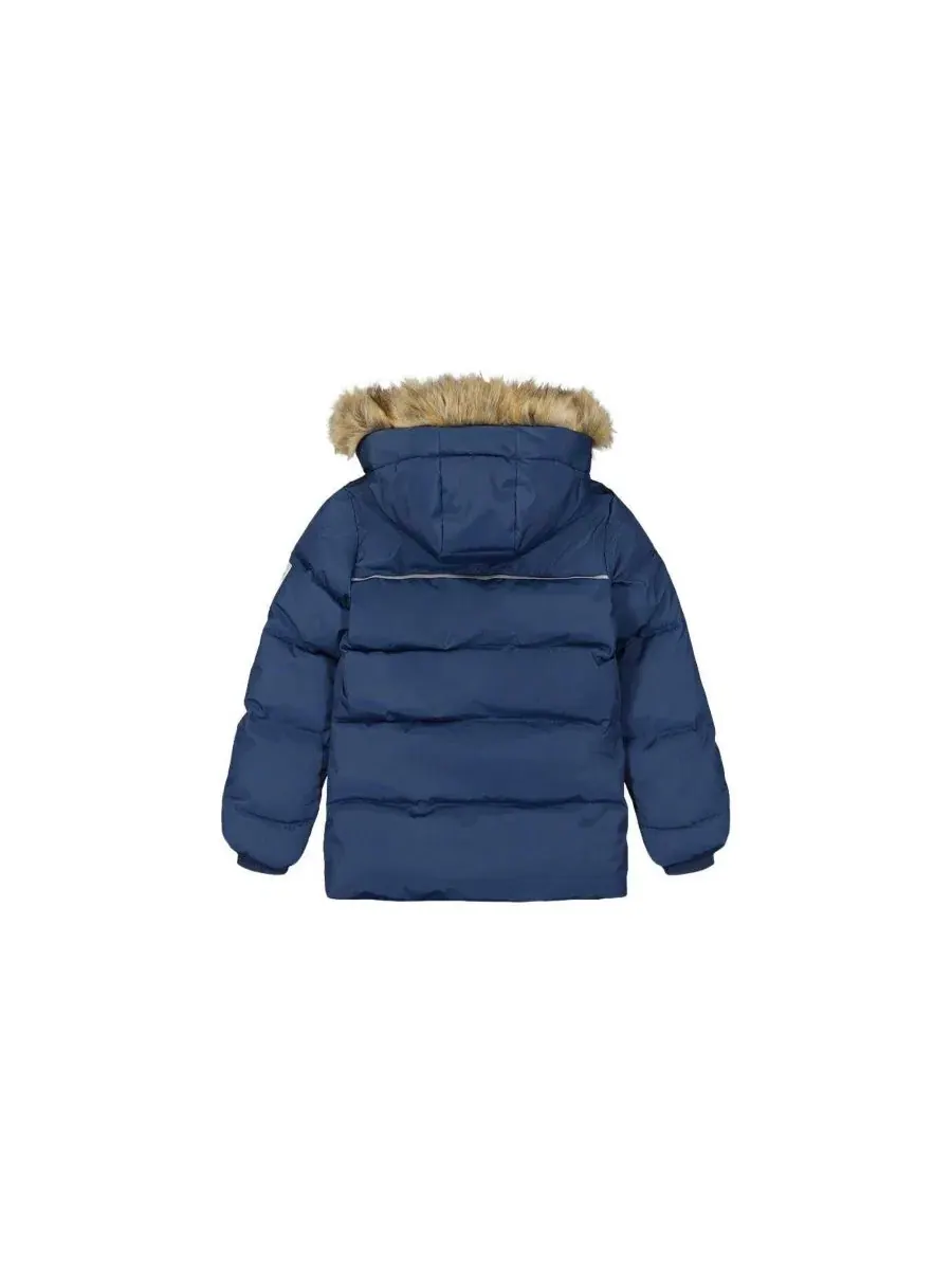Зимняя куртка с капюшоном из эко-меха, модель Transition and Mid-Season Outerwear Deux par Deux — изображение 2 из 4, синий