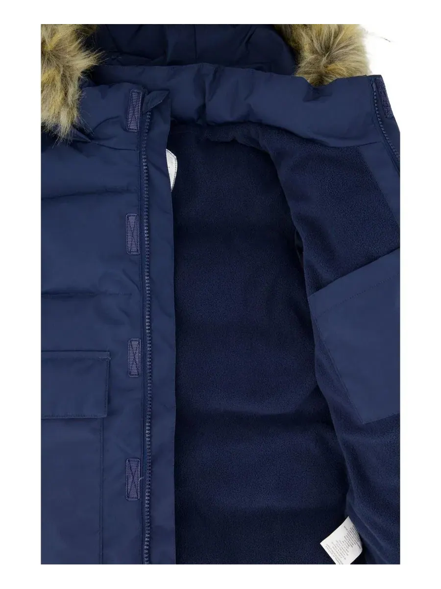 Зимняя куртка с капюшоном из эко-меха, модель Transition and Mid-Season Outerwear Deux par Deux — изображение 4 из 4, синий
