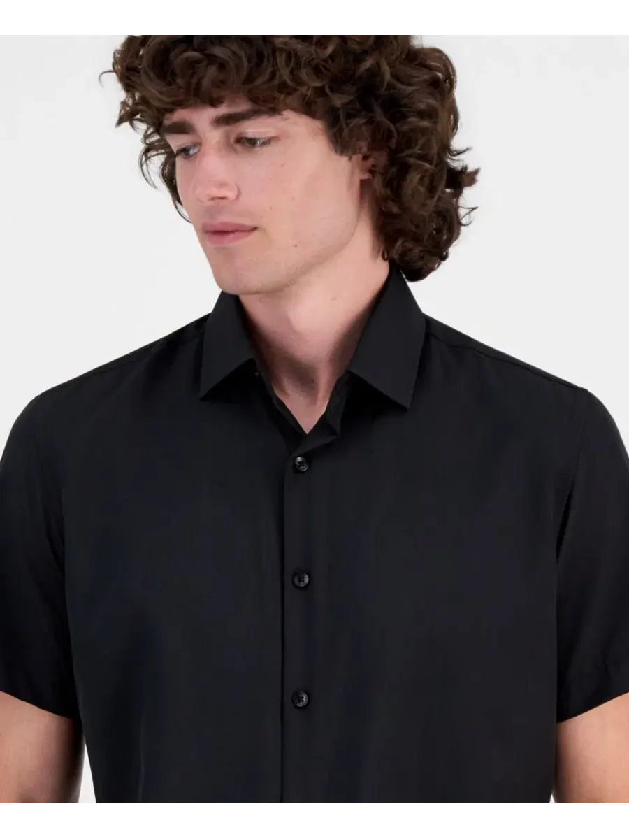 Сорочка с коротким рукавом Suslo Couture Slim Fit — изображение 3 из 6, черный