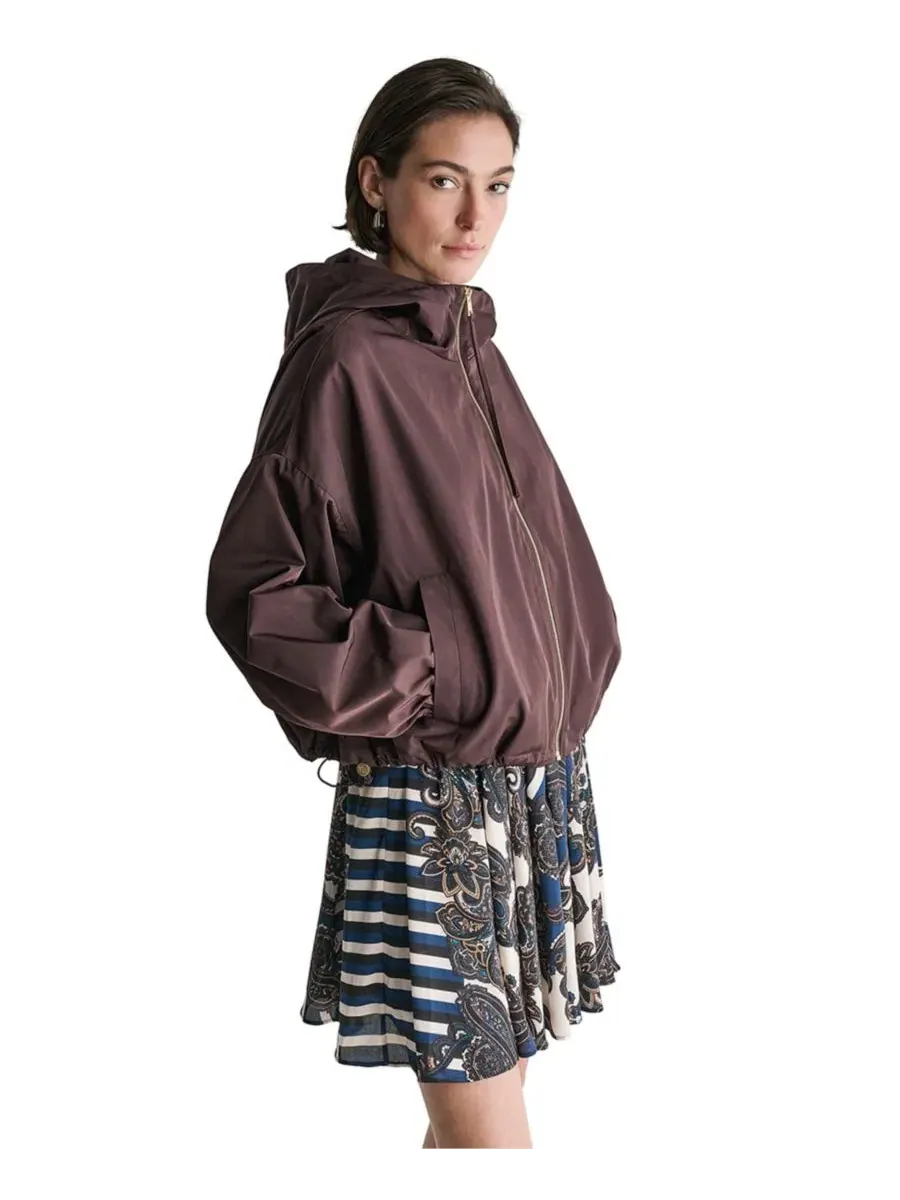 Женская куртка с капюшоном и молнией, с воротником-стойкой, модель Hooded Zip-Front Mock-Neck — изображение 4 из 6, черный