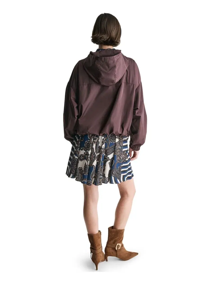 Женская куртка с капюшоном и молнией, с воротником-стойкой, модель Hooded Zip-Front Mock-Neck — изображение 5 из 6, черный