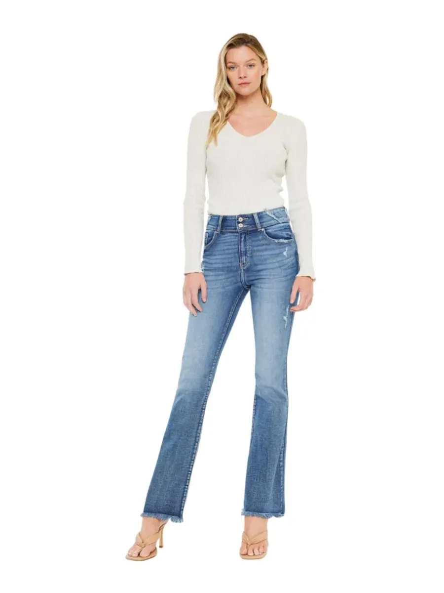 Джинсы с высокой посадкой Ruby High Rise Bootcut KanCan — изображение 3 из 8, средняя отмывка