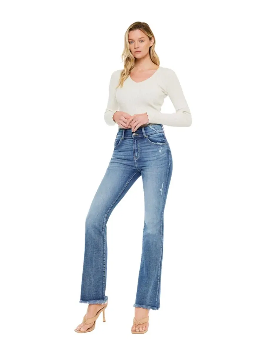 Джинсы с высокой посадкой Ruby High Rise Bootcut KanCan — изображение 4 из 8, средняя отмывка