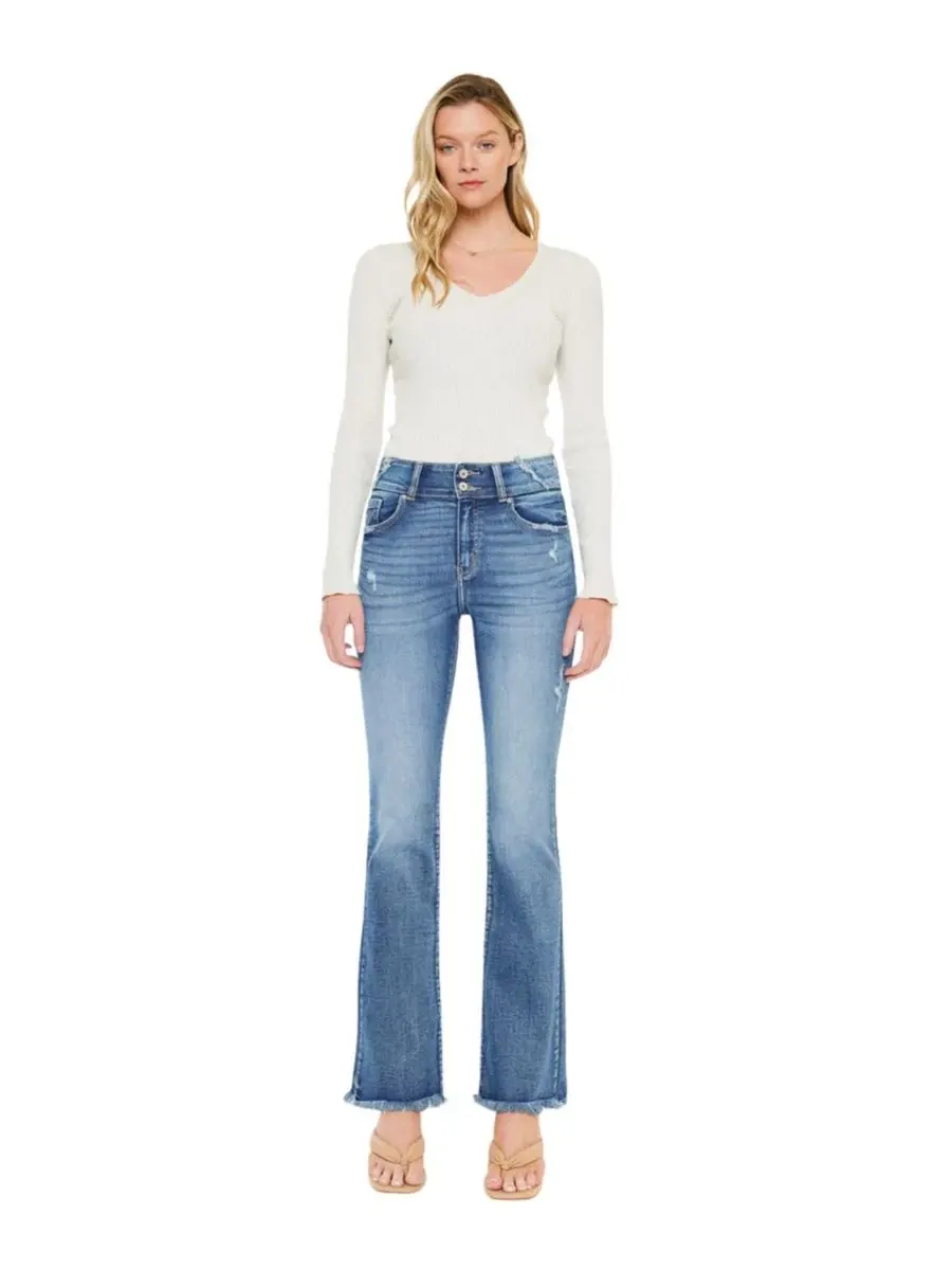 Джинсы с высокой посадкой Ruby High Rise Bootcut KanCan — изображение 6 из 8, средняя отмывка