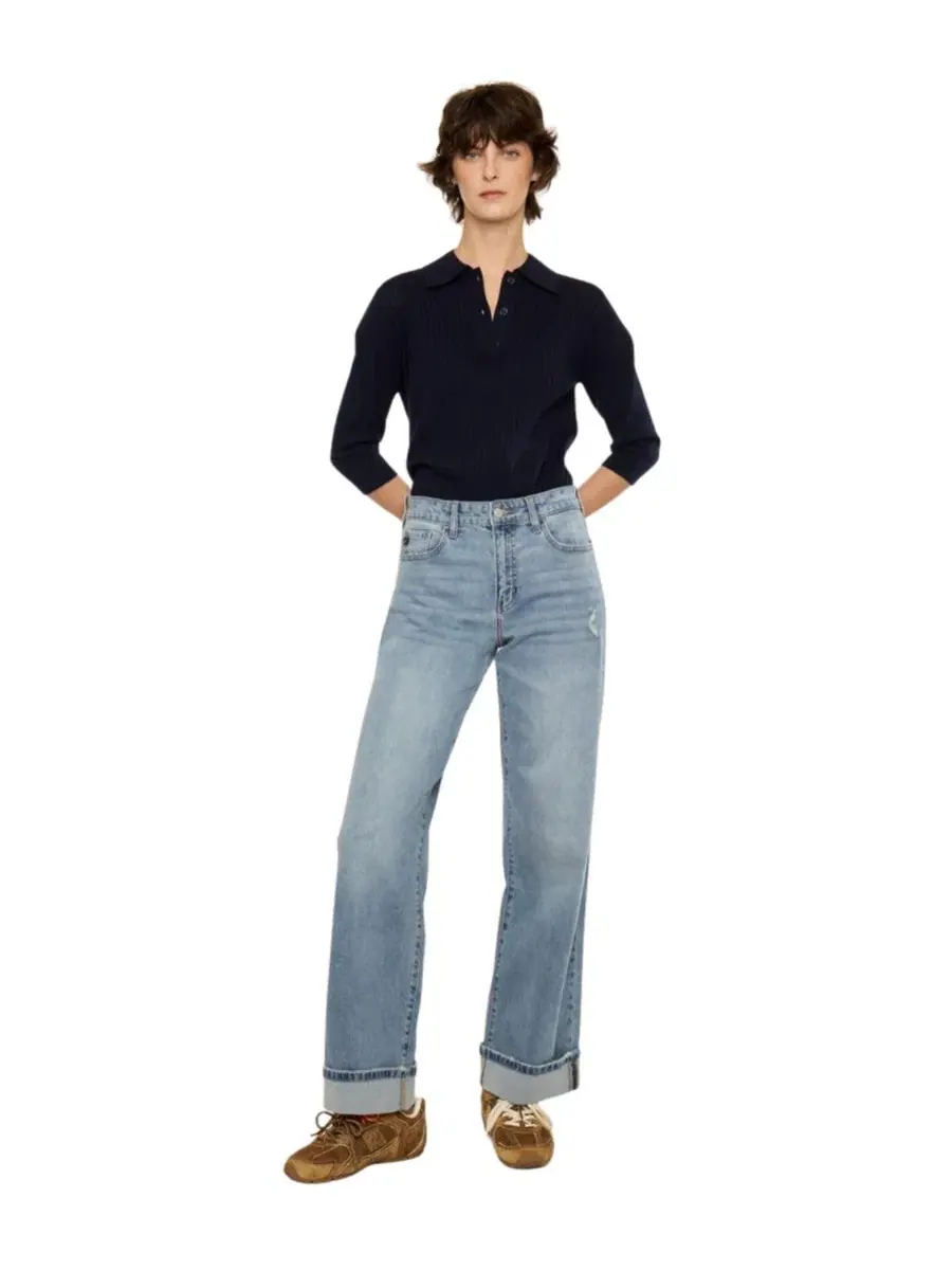 Джинсы женские Bellen Essentials High Rise Wide Leg KanCan — изображение 4 из 7, средняя отмывка