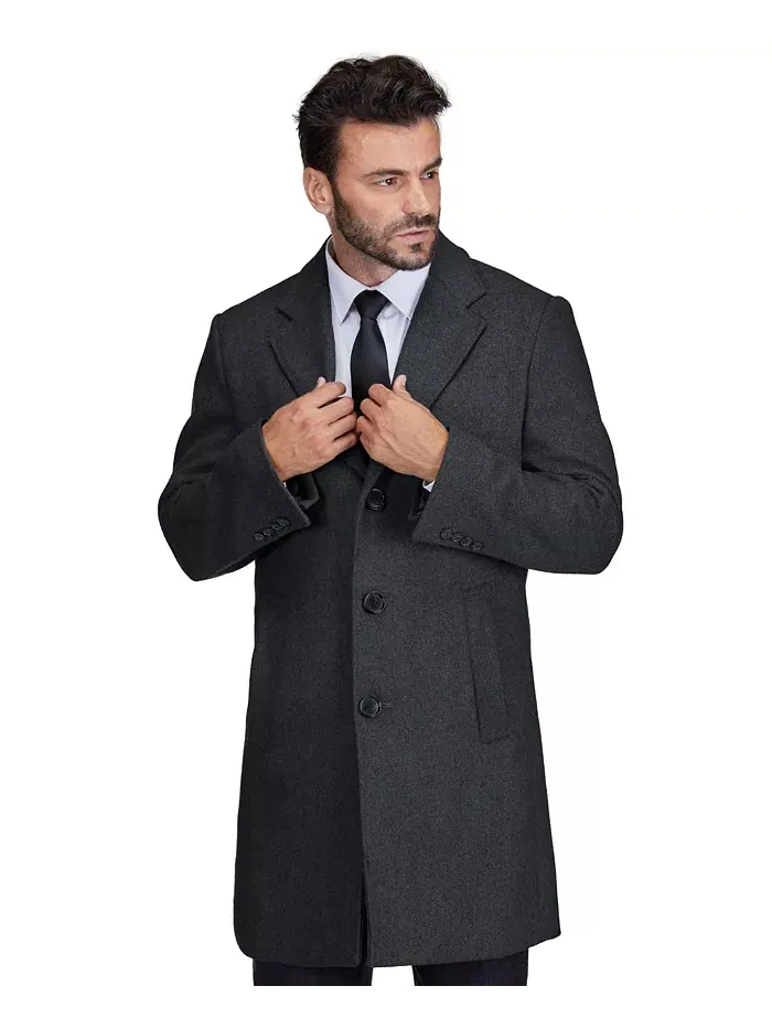Мужское пальто Walker Car Coat из шерстяной смеси с воротником-стойкой, модели Big & Tall Braveman — изображение 2 из 4