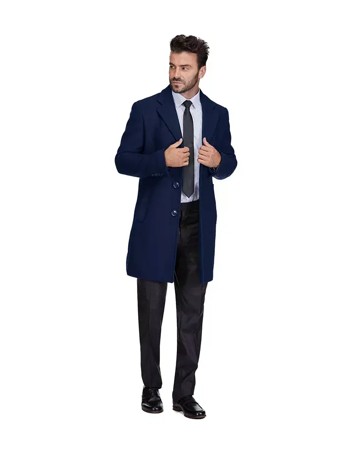Мужское пальто Walker Car Coat из шерстяной смеси с воротником-стойкой, модели Big & Tall Braveman — изображение 3 из 4
