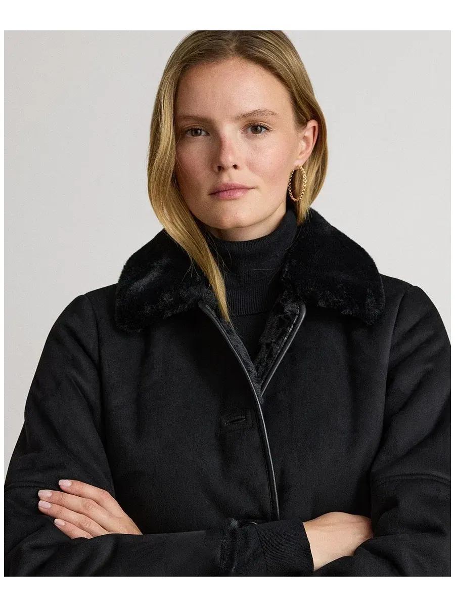 Пальто с faux-fur отделкой Lauren Ralph Lauren — изображение 4 из 6, черный