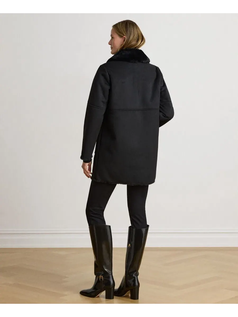 Пальто с faux-fur отделкой Lauren Ralph Lauren — изображение 5 из 6, черный