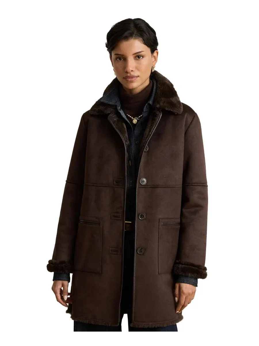 Пальто с воротником из искусственного меха Lauren Ralph Lauren