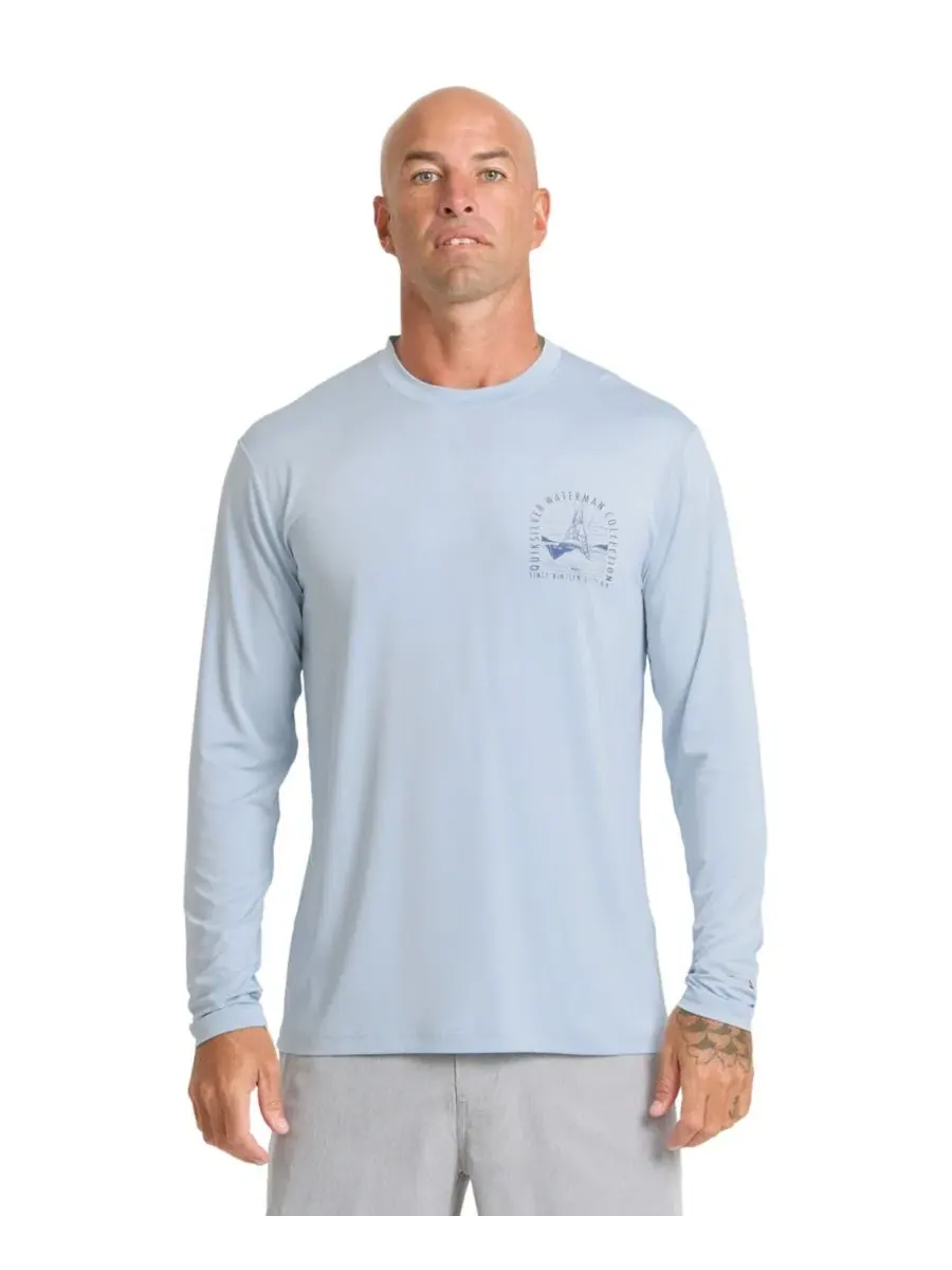 Лонгслив с защитой UPF 50 Quiksilver Waterman Cool Breeze — изображение 2 из 3, голубой