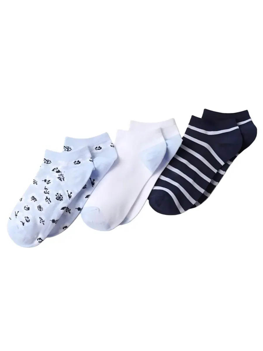 Комплект носков с хлопком и лайкрой, модель Women's 3-Pack Cotton Patterned Low Cut Socks Lands' End — изображение 1 из 4