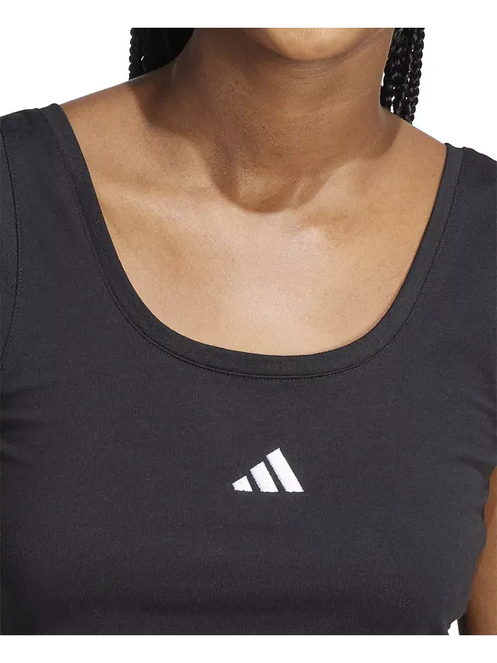 Женская хлопковая майка Essentials с небольшим логотипом adidas — изображение 3 из 4, черный/белый