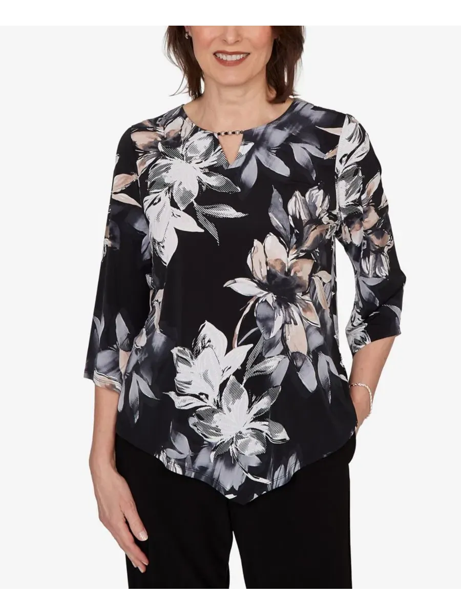 Блуза с принтом Petite Watercolor Floral Printed Top Alfred Dunner