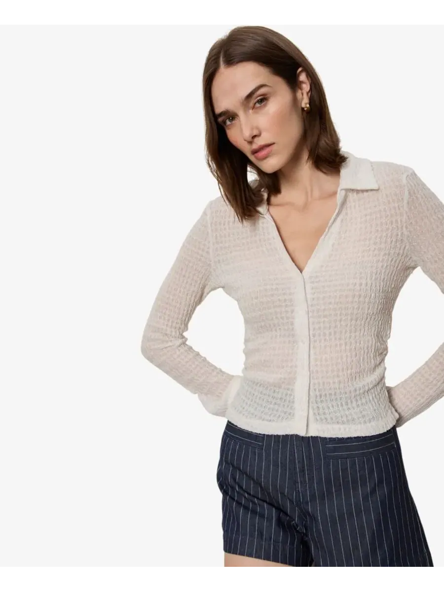 Женская рубашка Juno Textured Long-Sleeve Spread Collar Sanctuary — изображение 4 из 6, мел