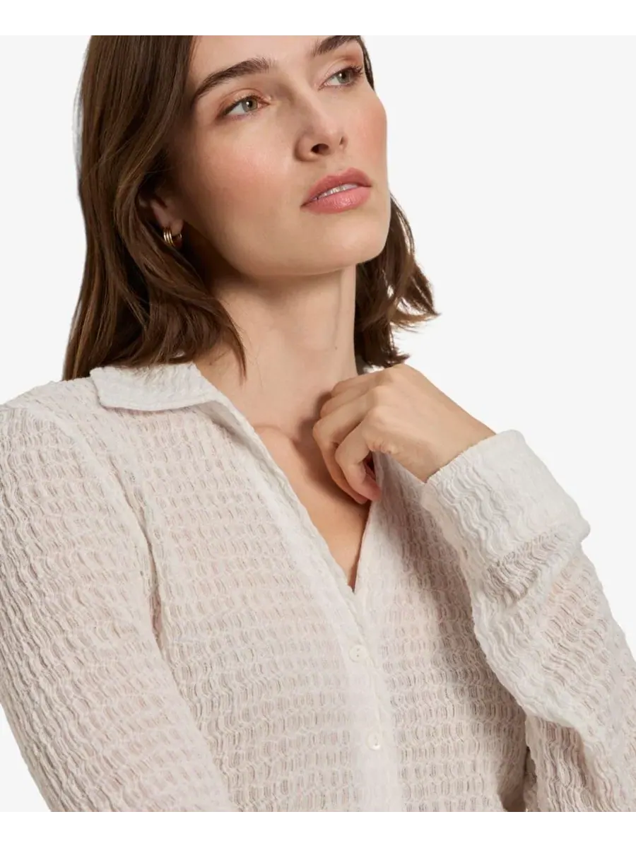 Женская рубашка Juno Textured Long-Sleeve Spread Collar Sanctuary — изображение 6 из 6, мел