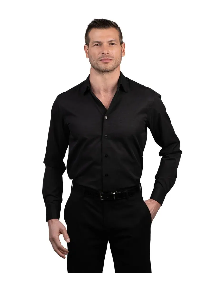 Рубашка с воротником-стойкой и манжетами, модель Slim Fit Ben Sherman — черный