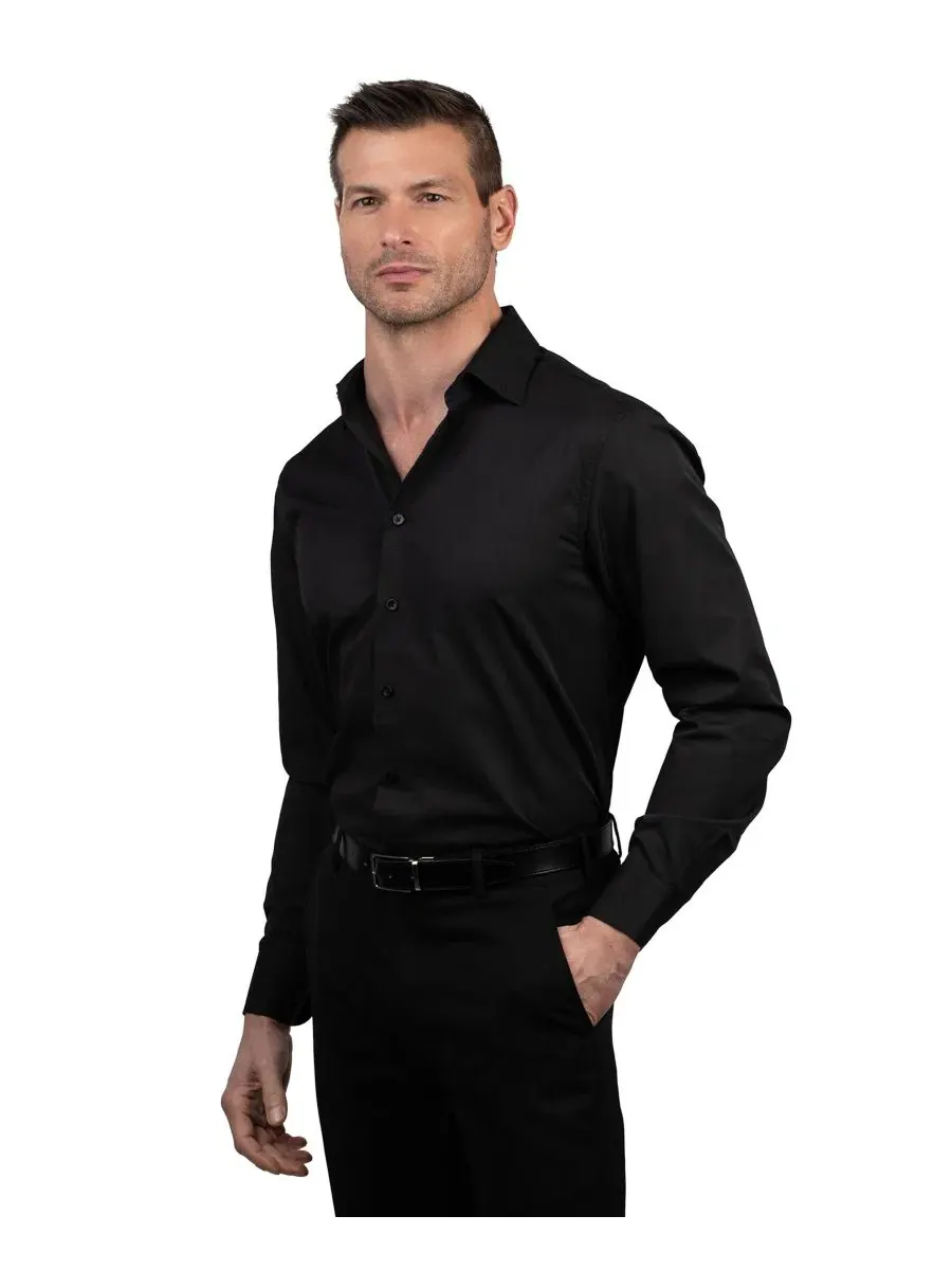 Рубашка с воротником-стойкой и манжетами, модель Slim Fit Ben Sherman — изображение 2 из 3, черный