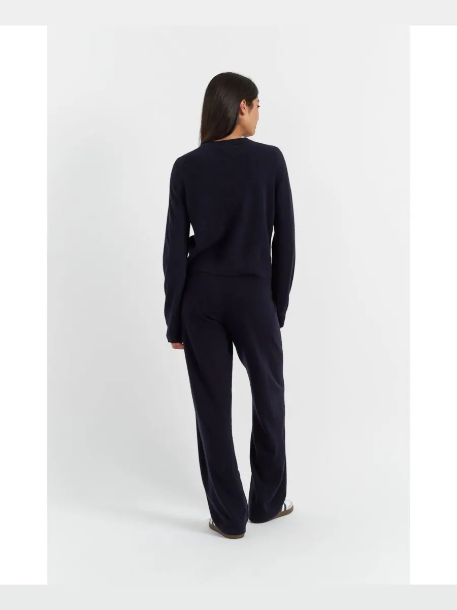 Женские спортивные брюки из шерсти и кашемира с широкими штанинами Chinti & Parker — изображение 3 из 3, темно-синий