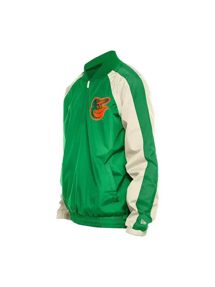 Мужская ветровка-толстовка Baltimore Orioles с четверть-молнией и регланными рукавами — изображение 2 из 3, зеленый