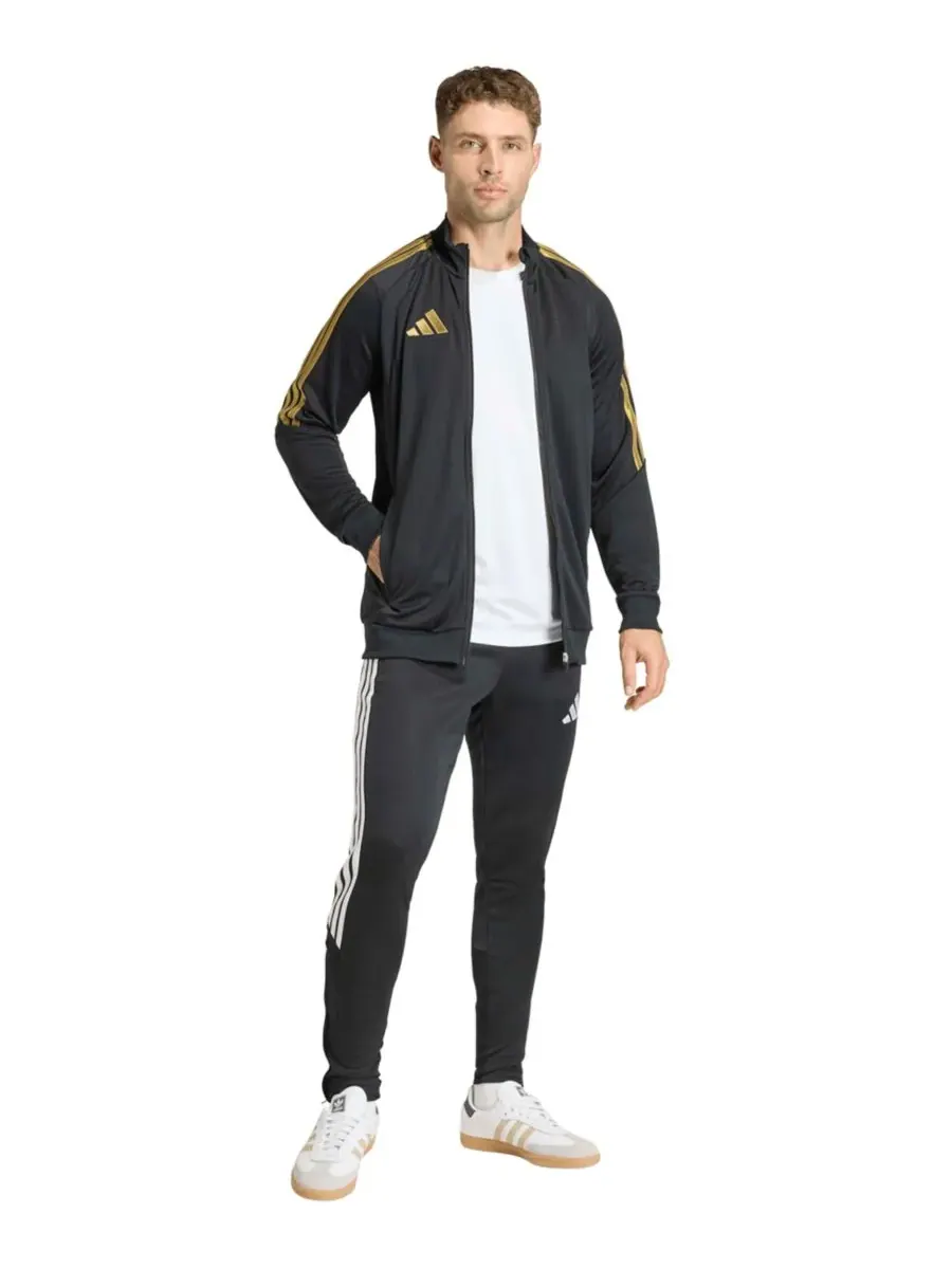 Мужская тренировочная куртка Metallic Tiro 26 League с воротником-стойкой Adidas — изображение 2 из 3, черный/золотистый