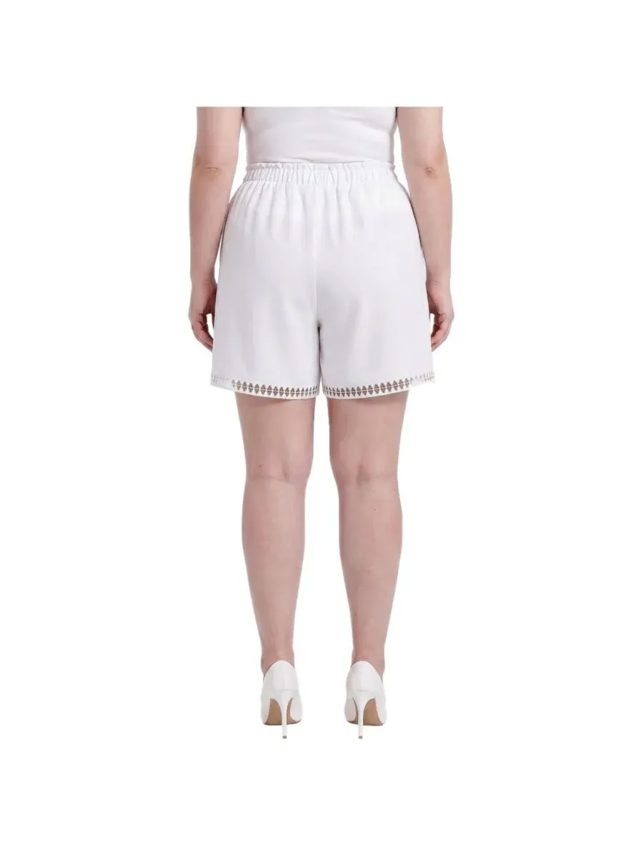 Шорты с кружевным подолом и карманами Plus Size Standards & Practices — изображение 2 из 3, белый