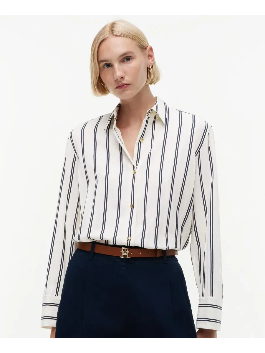 Женская рубашка из льна с морским принтом, с длинным рукавом Tommy Hilfiger