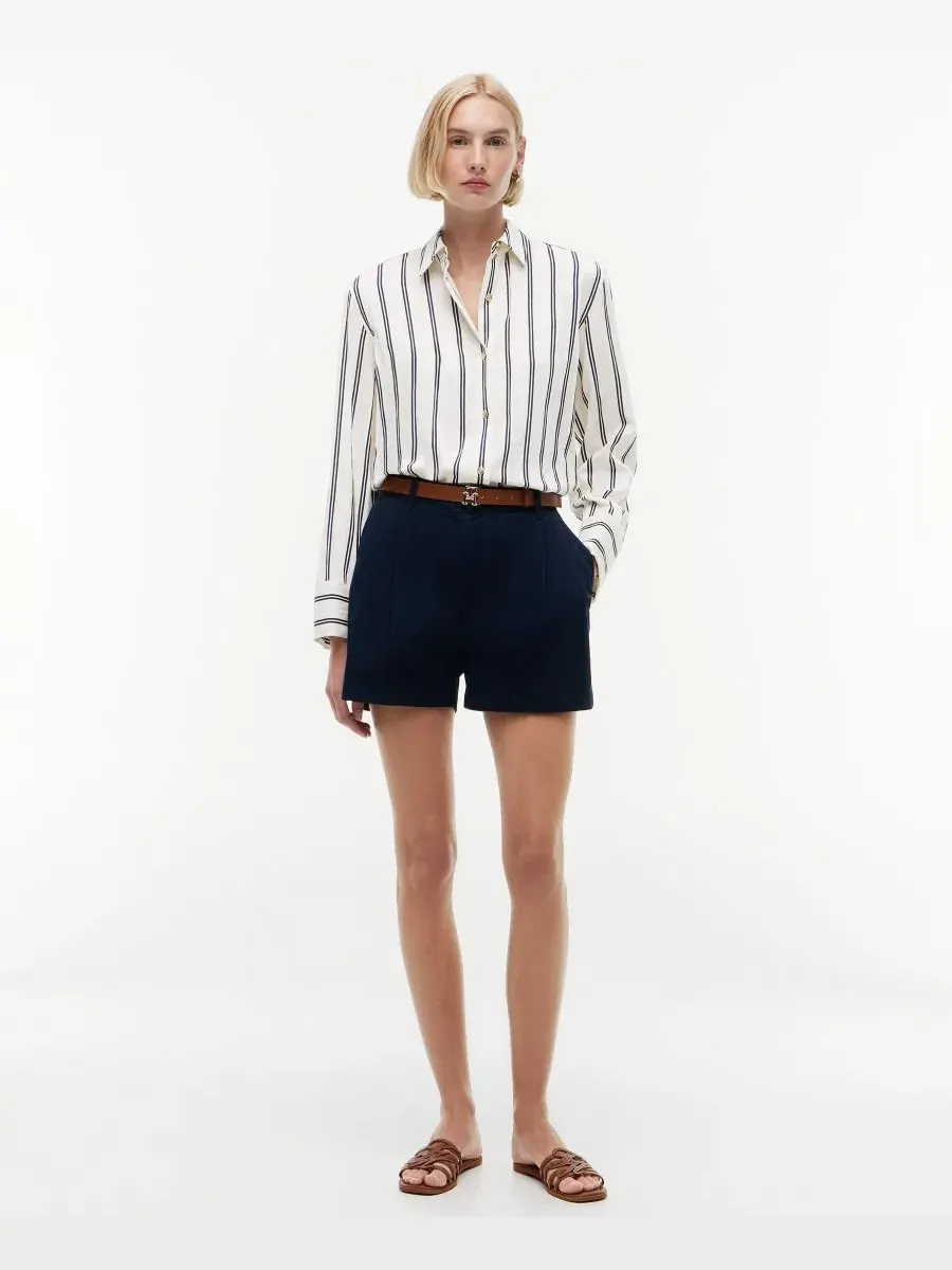 Женская рубашка из льна с морским принтом, с длинным рукавом Tommy Hilfiger — изображение 2 из 5, темно-синий