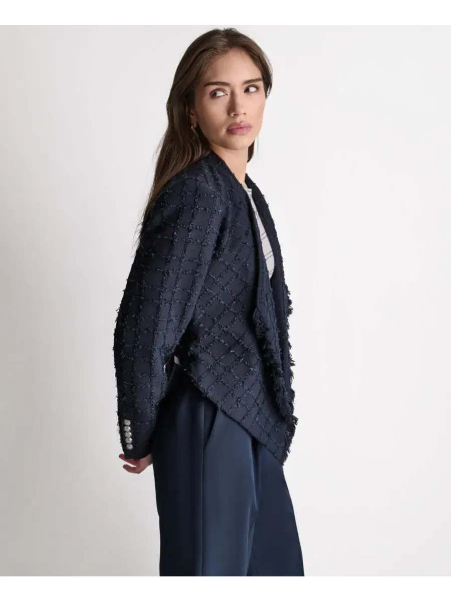 Женская куртка с открытым передом и воротником-стойкой BCBG — изображение 3 из 12, синий море