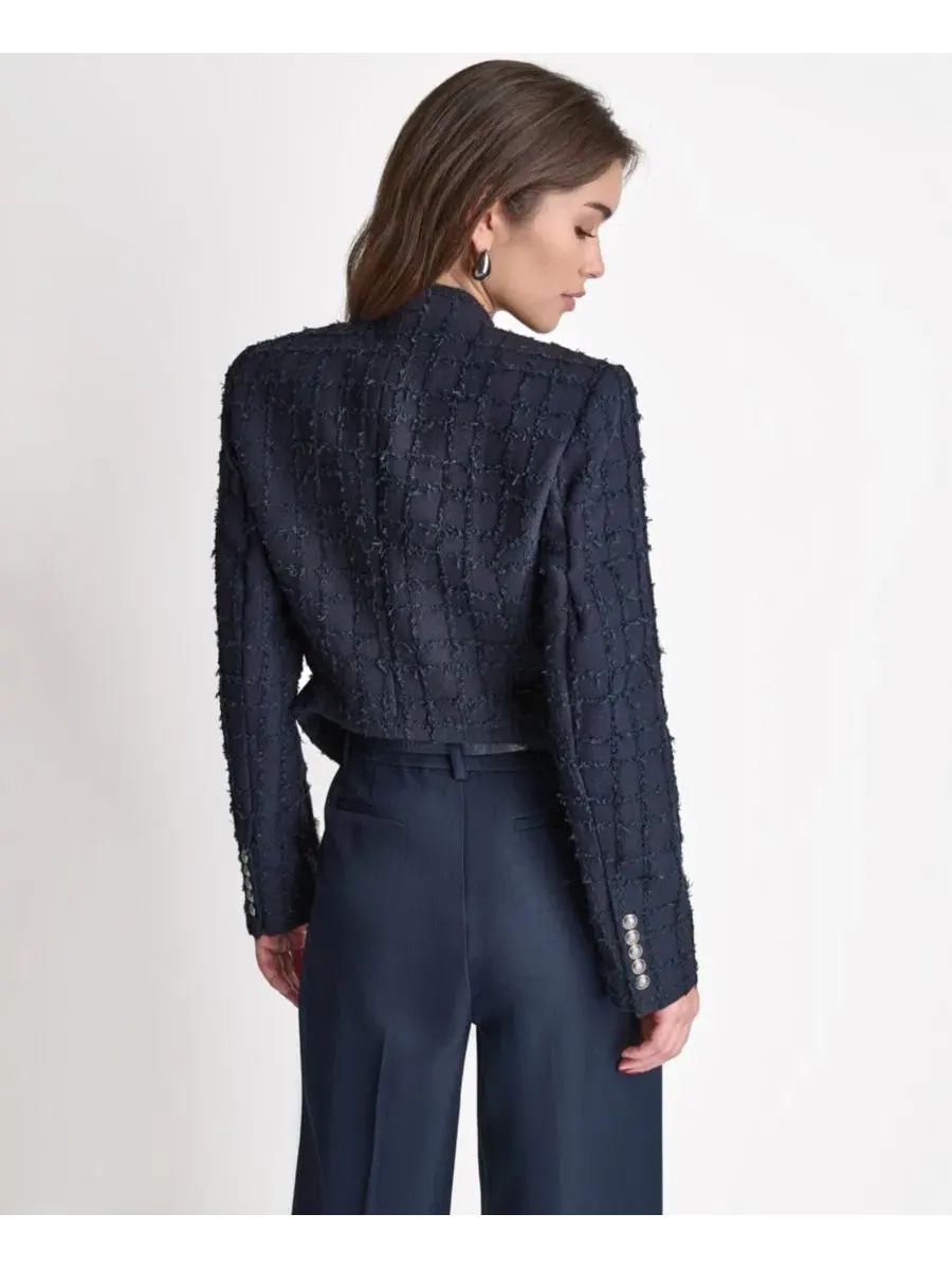 Женская куртка с открытым передом и воротником-стойкой BCBG — изображение 4 из 12, синий море