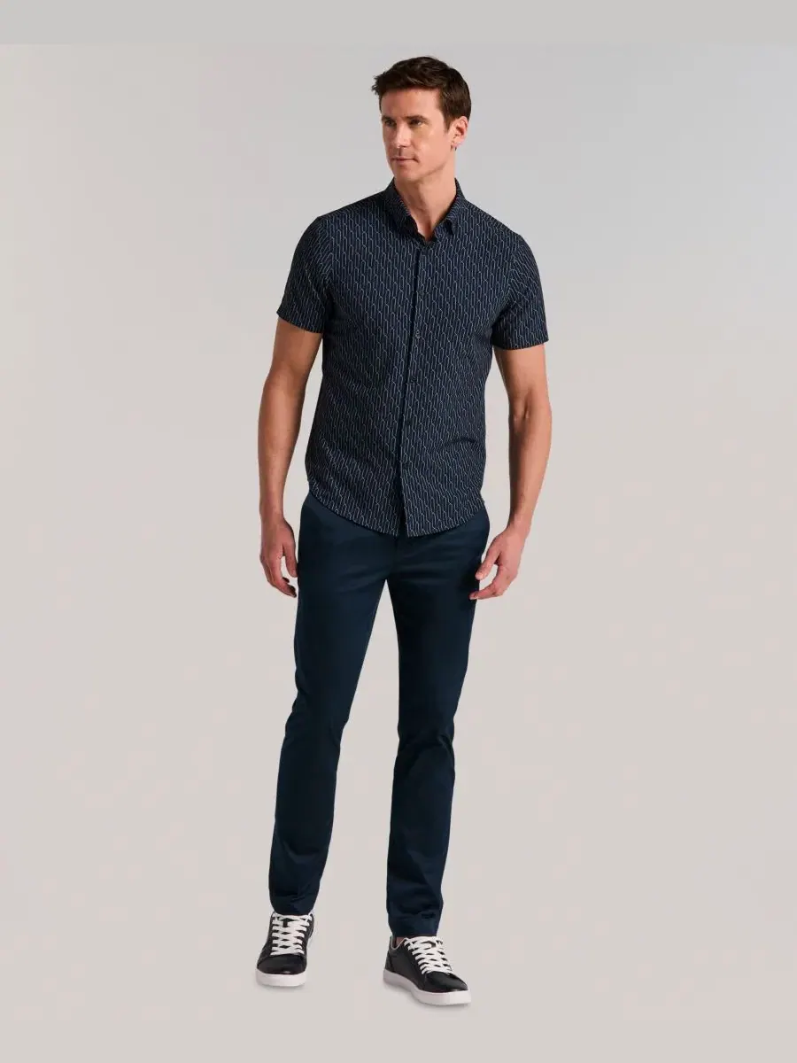 Мужская рубашка с принтом Abstract Square Perry Ellis — изображение 2 из 5, сапфировый