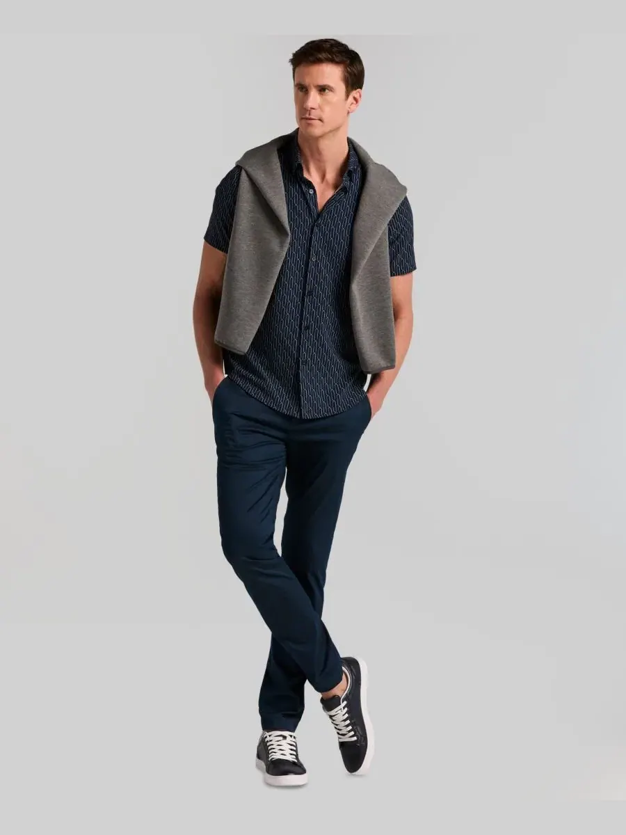 Мужская рубашка с принтом Abstract Square Perry Ellis — изображение 3 из 5, сапфировый