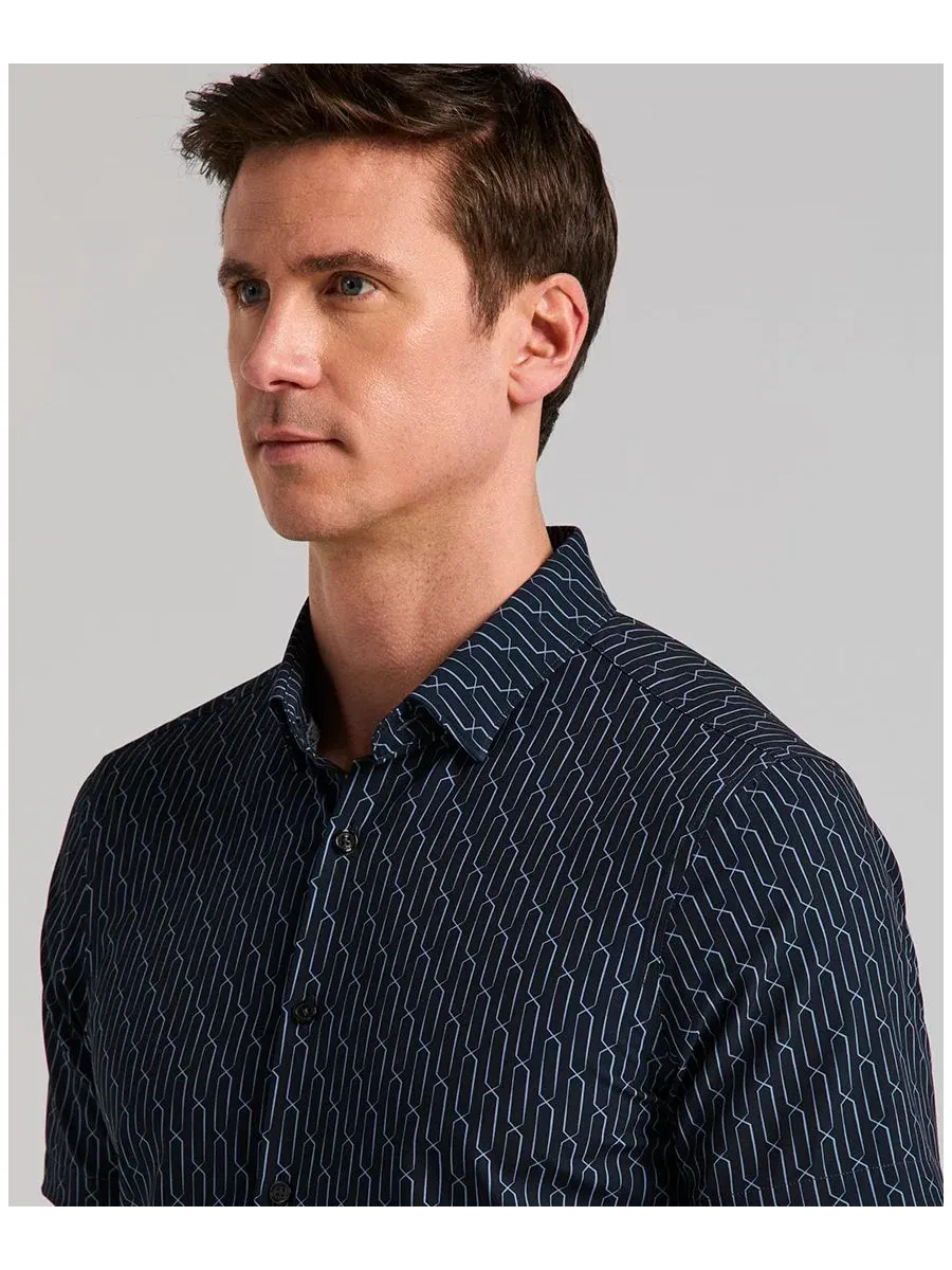 Мужская рубашка с принтом Abstract Square Perry Ellis — изображение 4 из 5, сапфировый