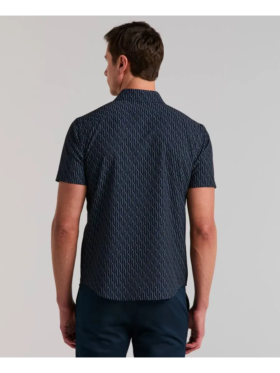 Мужская рубашка с принтом Abstract Square Perry Ellis — изображение 5 из 5, сапфировый