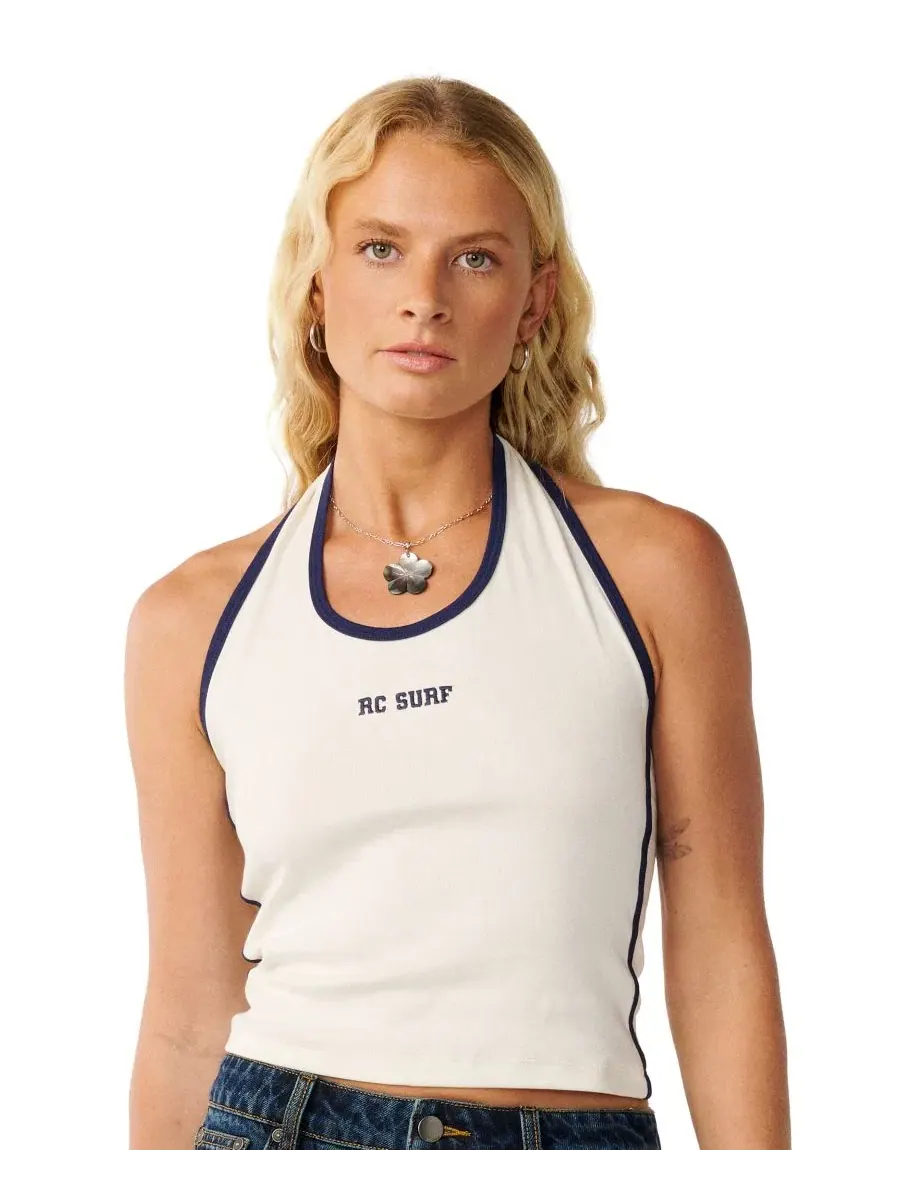 Топ-халтер женский с контрастной окантовкой Samba Rip Curl — бежевый