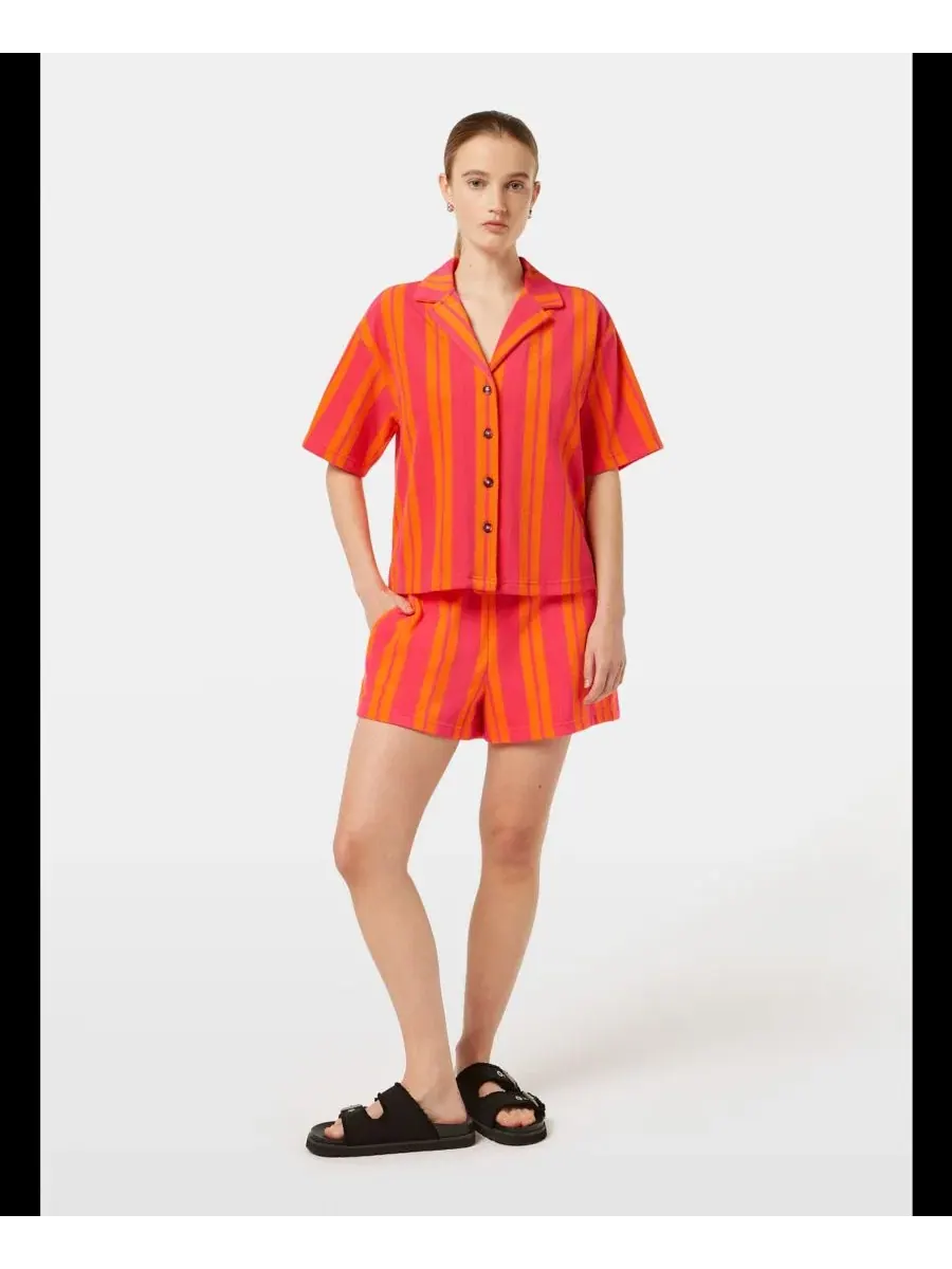 Шорты из махровой ткани с принтом в полоску SCOTCH & SODA — изображение 2 из 4, розовый/оранжевый
