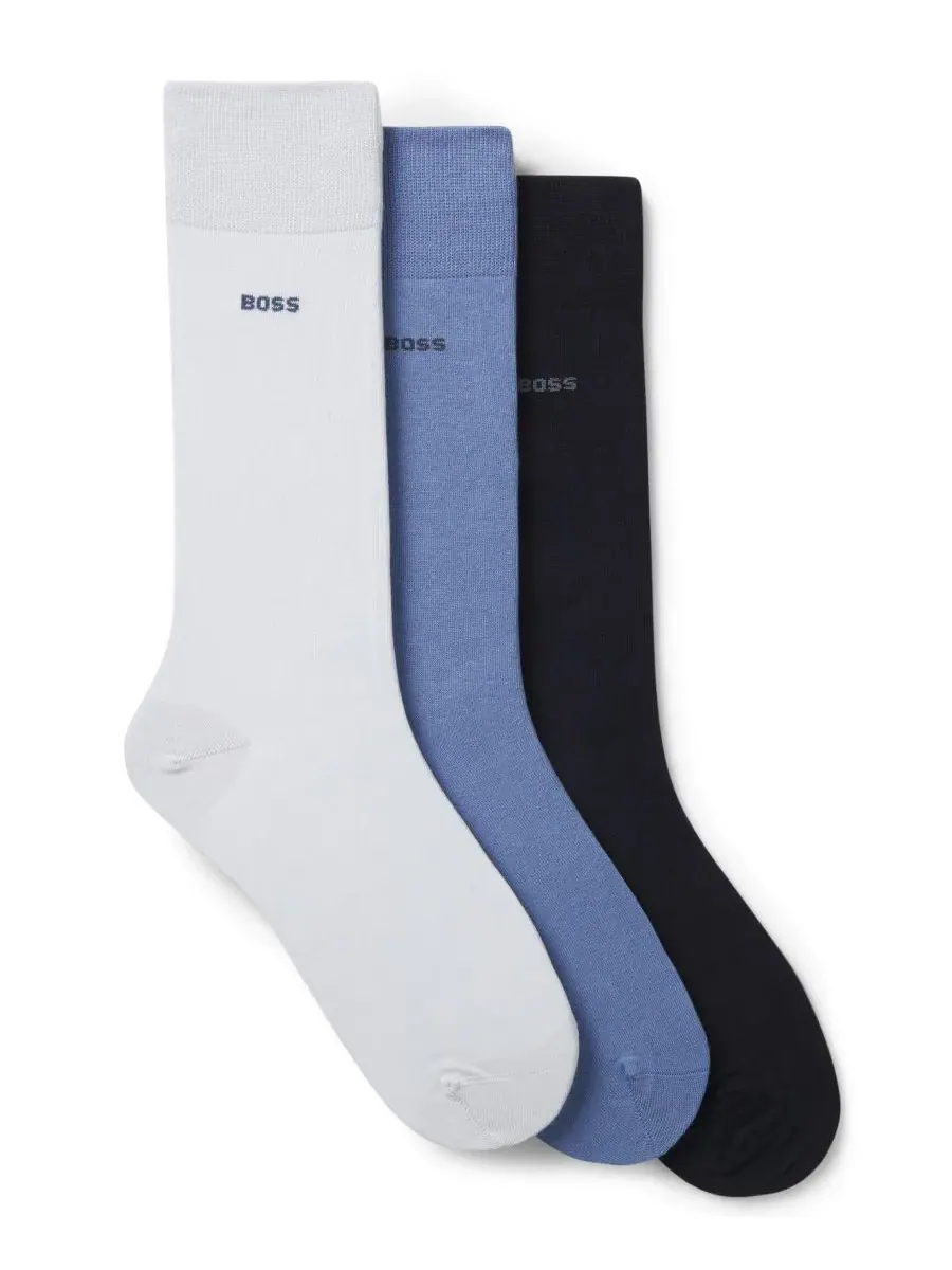 Мужские однотонные носки стандартной длины, комплект из 3 пар Hugo Boss