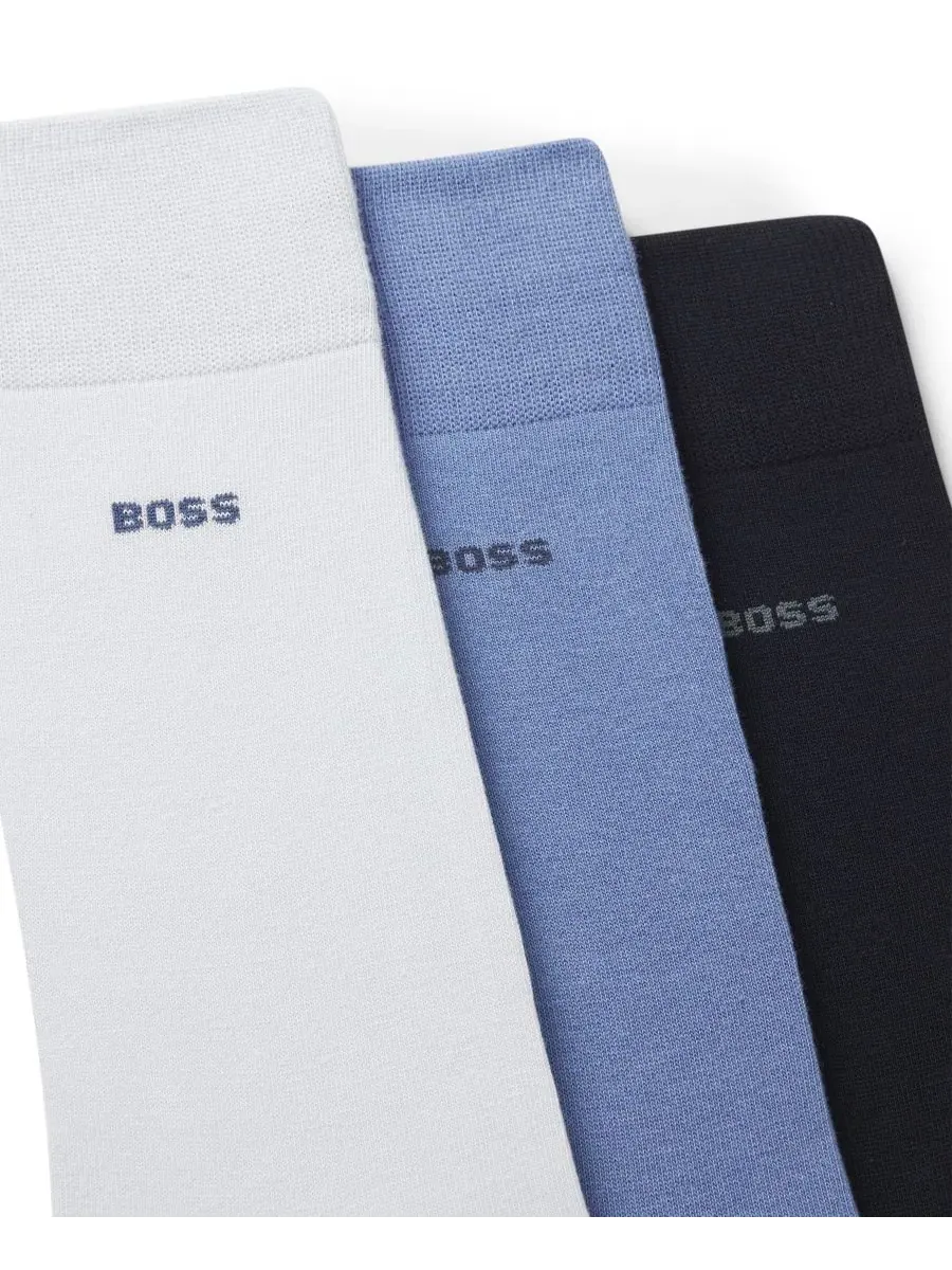 Мужские однотонные носки стандартной длины, комплект из 3 пар Hugo Boss — изображение 2 из 3, белый/синий