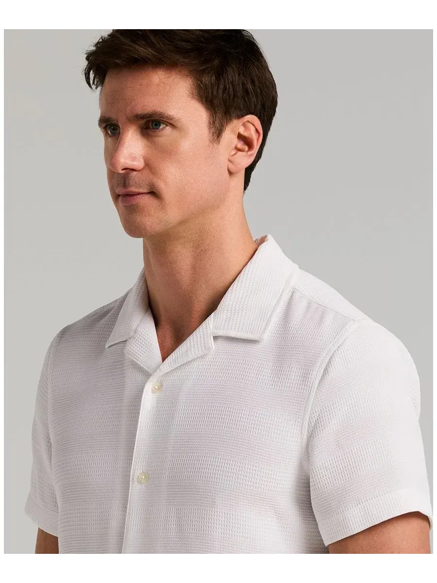 Рубашка с коротким рукавом, с принтом в полоску Perry Ellis — изображение 3 из 4, белый