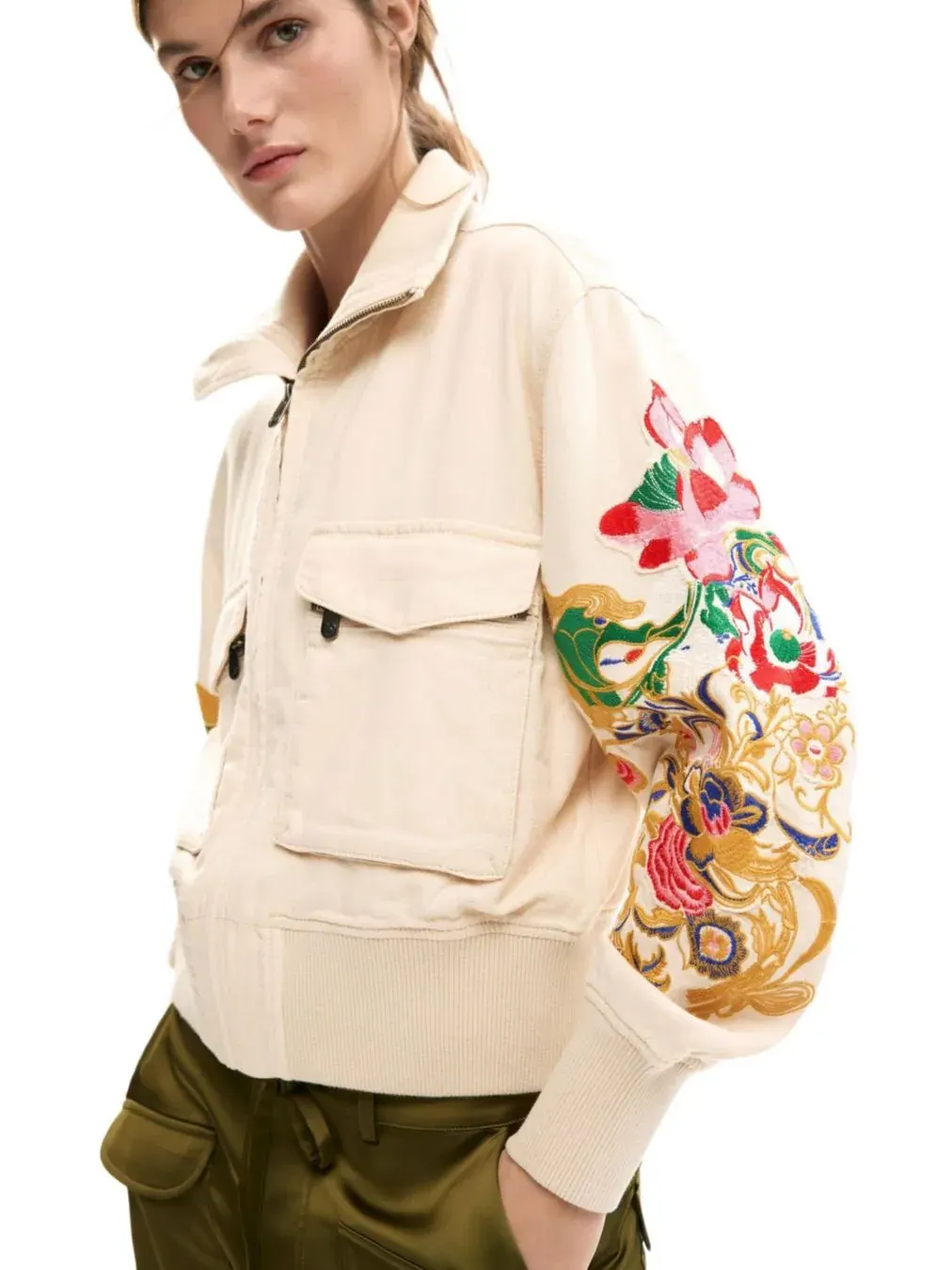 Женская куртка с цветочным принтом Desigual — изображение 3 из 5, белый