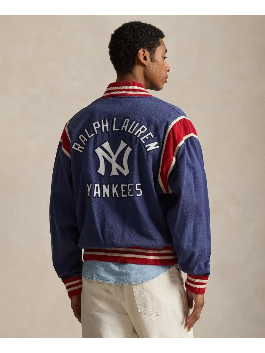 Бомбер из твила с патчами Yankees Polo Ralph Lauren — изображение 5 из 6, светлый темно-синий