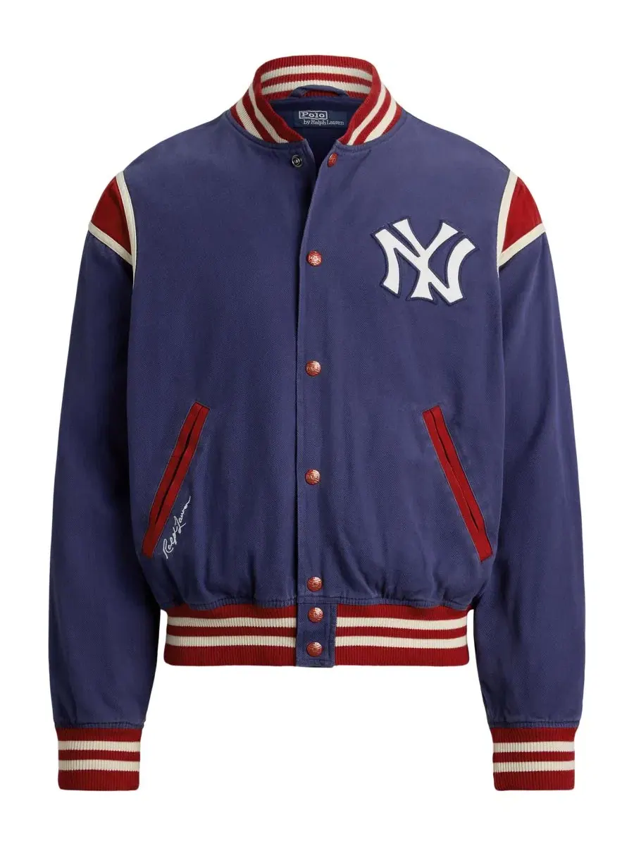 Бомбер из твила с патчами Yankees Polo Ralph Lauren — изображение 6 из 6, светлый темно-синий