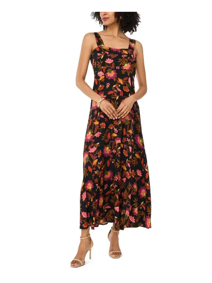 Макси-платье без рукавов с квадратным вырезом, модель Floral Square-Neck Smocked-Back Sleeveless