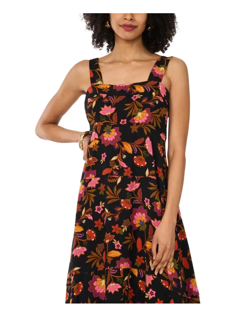 Макси-платье без рукавов с квадратным вырезом, модель Floral Square-Neck Smocked-Back Sleeveless — изображение 2 из 4