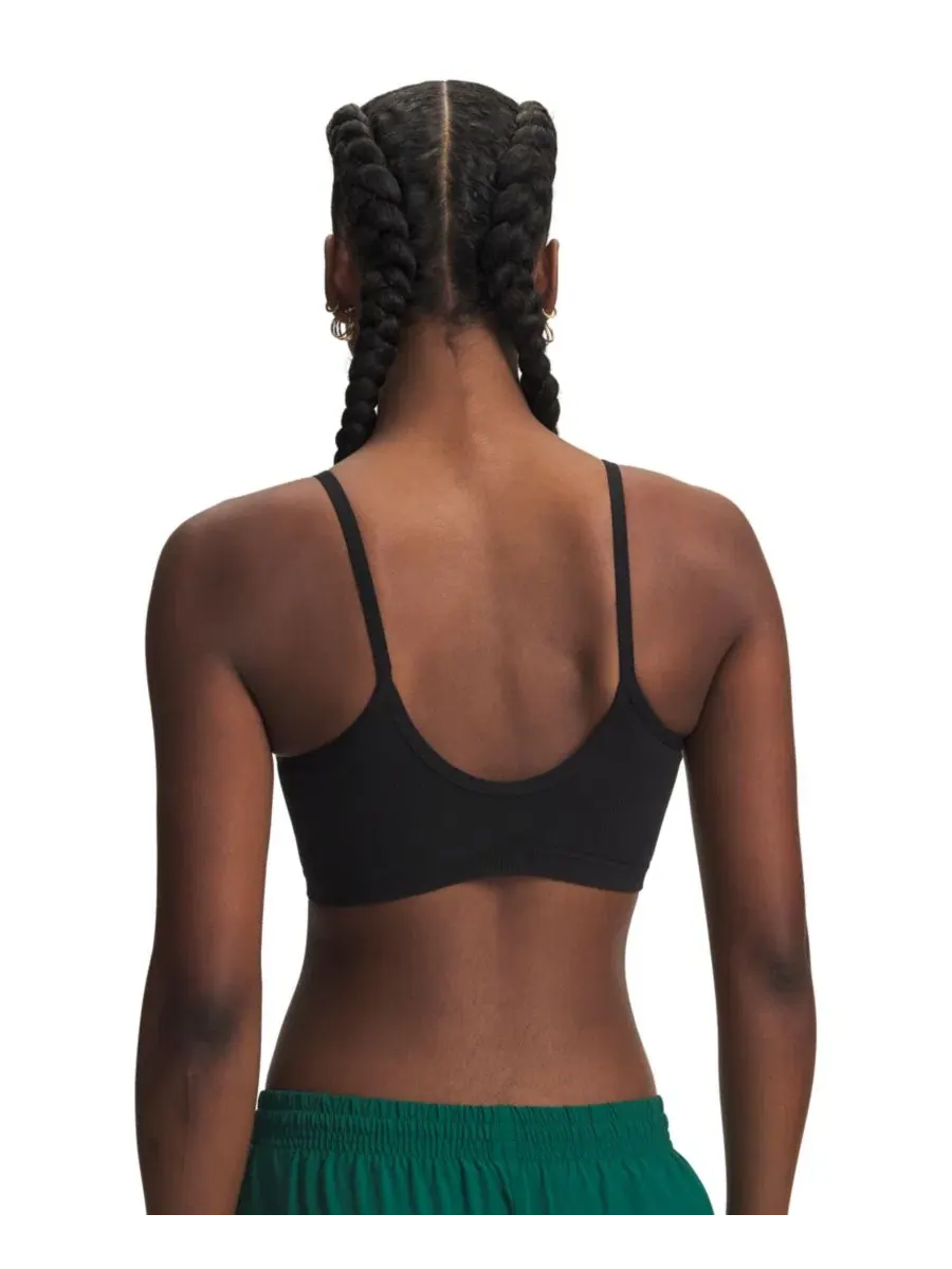 Женский спортивный бюстгальтер с U-образным вырезом, модель Seamless Pull-On Under Armour — изображение 3 из 6, черный