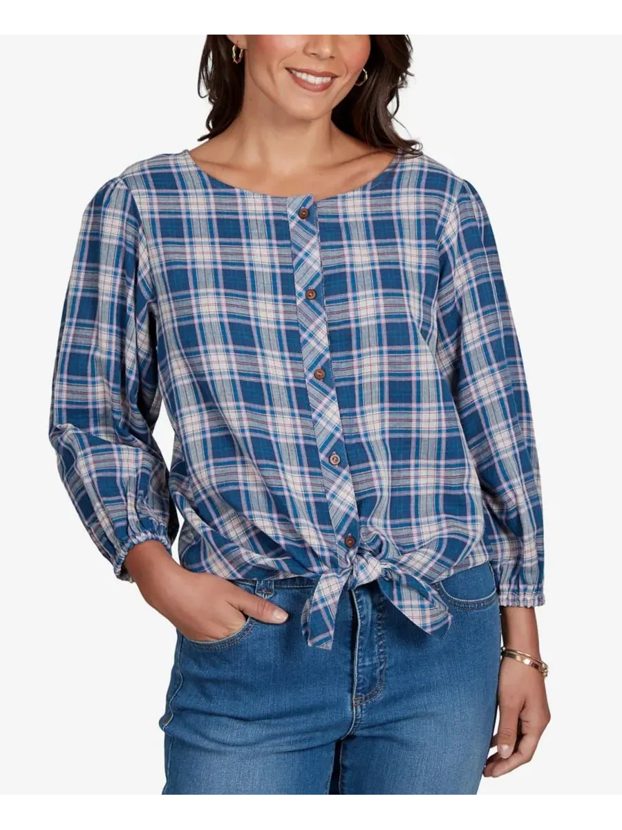 Блузка с принтом Homestead Plaid Ruby Rd. — изображение 1 из 5, мульти