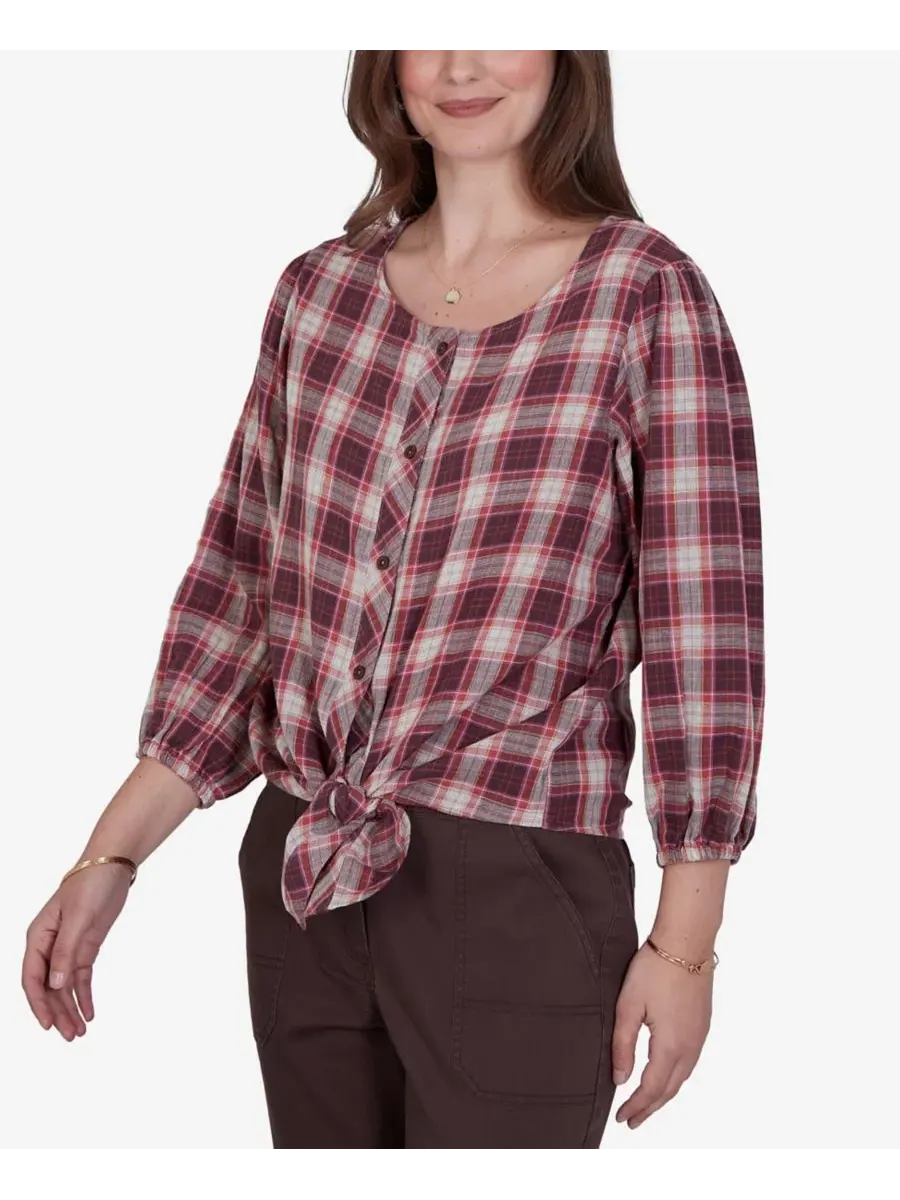 Блузка с принтом Homestead Plaid Ruby Rd. — изображение 2 из 5, мульти
