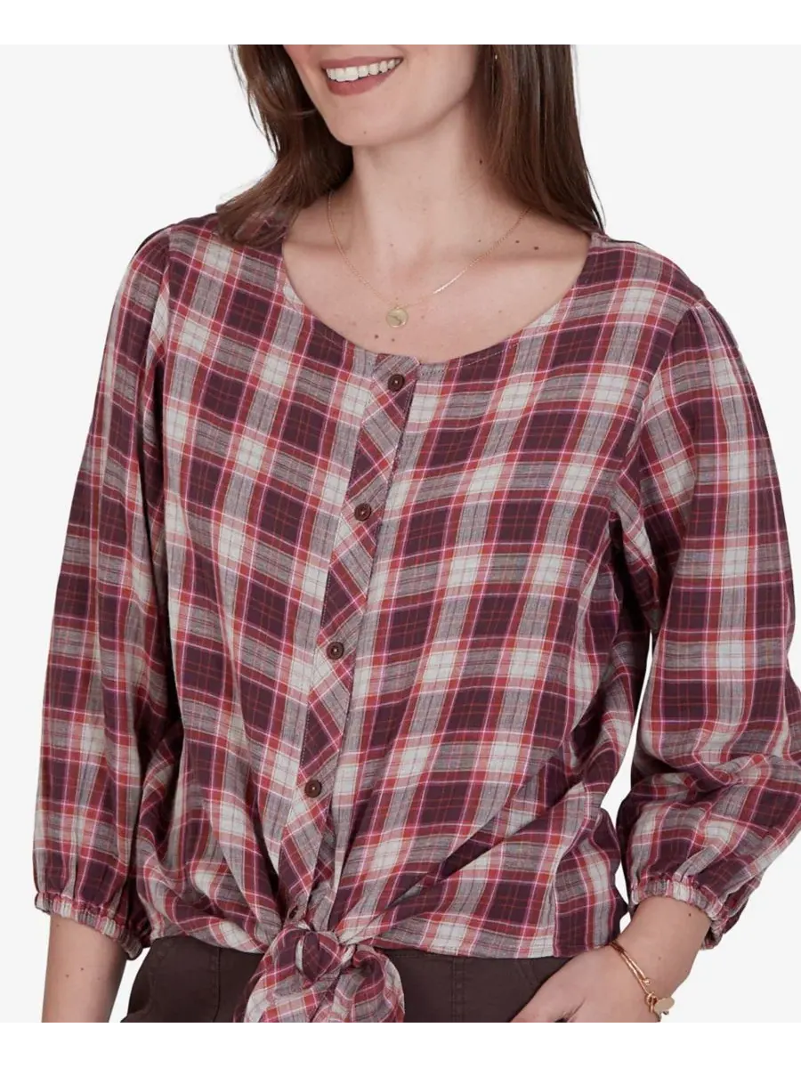Блузка с принтом Homestead Plaid Ruby Rd. — изображение 4 из 5, мульти