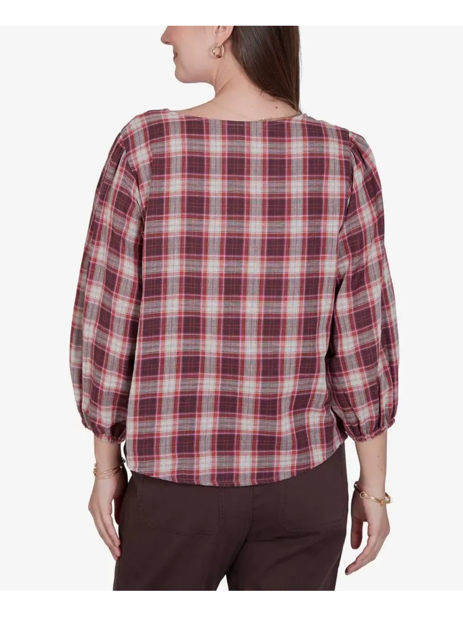 Блузка с принтом Homestead Plaid Ruby Rd. — изображение 5 из 5, мульти