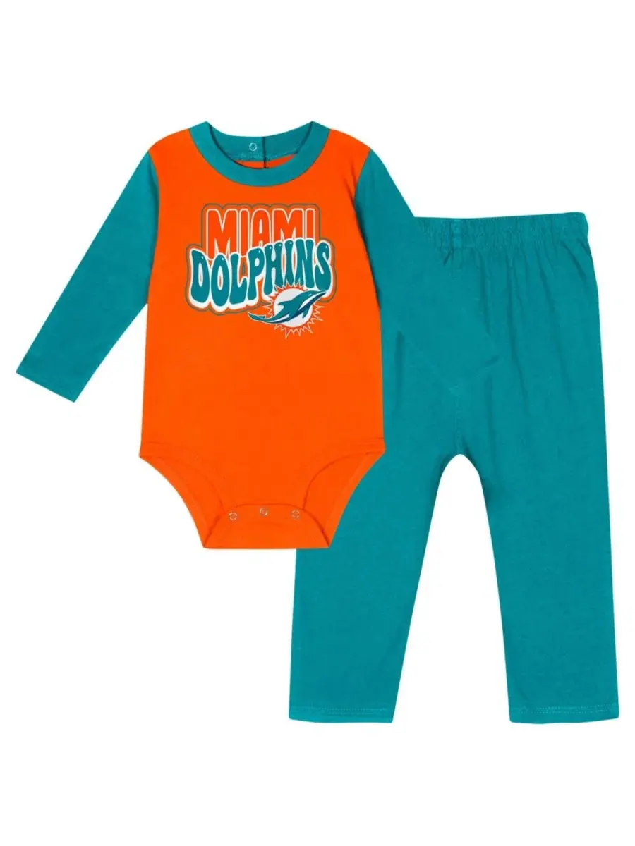 Комплект из боди с длинным рукавом и штанов с принтом Miami Dolphins Outerstuff